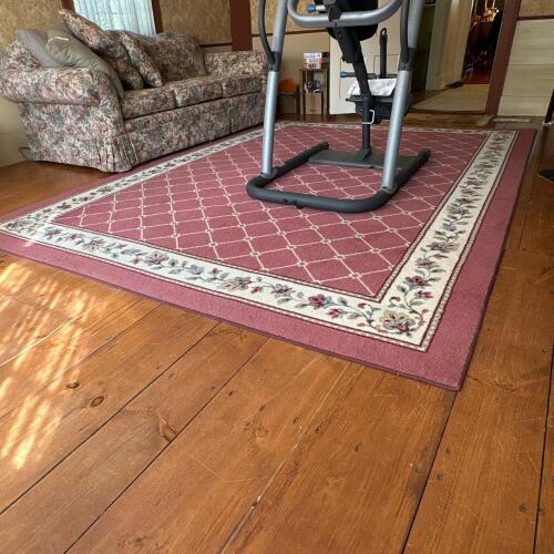 Floral Border Area Rug With Lattice Pattern - Approximately 95" x 129"