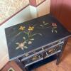 Folk Art Style Black Floral Side Table - 2