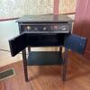 Folk Art Style Black Floral Side Table - 3