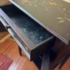 Folk Art Style Black Floral Side Table - 4