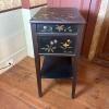 Folk Art Style Black Floral Side Table - 8