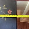 Folk Art Style Black Floral Side Table - 11