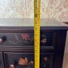 Folk Art Style Black Floral Side Table - 13