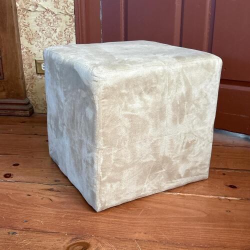 Beige Upholstered Ottoman Cube