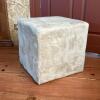 Beige Upholstered Ottoman Cube
