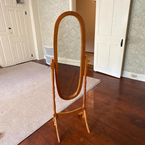 Oval Wood Floor Cheval Mirror