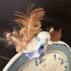 Ceramic Wall Clock With Bird and Feather Motif - 3