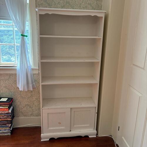 White Painted Bookcase with Bottom Cabinet