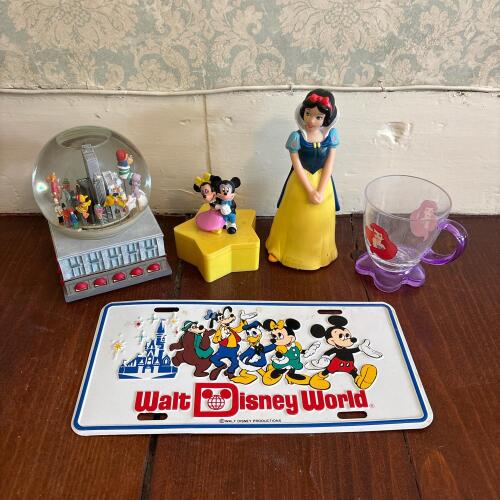 Five Assorted Disney Collectibles: Snow White, Ariel, Mickey
