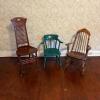 Three Children&rsquo;s Wooden Chairs with Cloth Dolls and Cat - 2