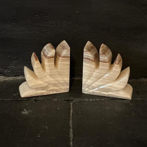 Pair of Polished Banded Stone Bookends