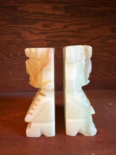 Pair of Onyx Bookends in Pre-Columbian-Style Carved Form