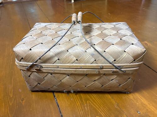 Woven Wood Picnic Basket with Handles