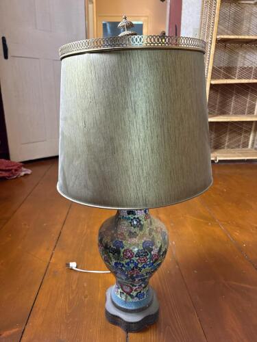 Table Lamp in Cloisonn&eacute;-Style Floral Design