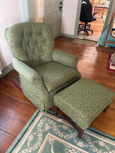 Upholstered Swivel Rocking Armchair and Ottoman- 1of 2