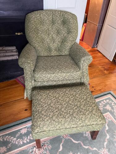 Upholstered Armchair and Ottoman in Traditional Style-2 of 2