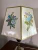 Purple Glass and Brass Table Lamp with Floral Shade - 3