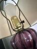 Purple Glass and Brass Table Lamp with Floral Shade - 4