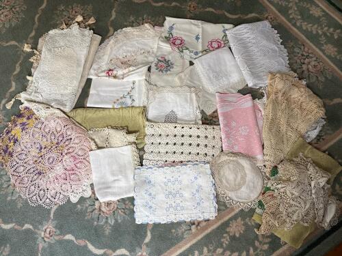 Assorted Vintage Lace and Embroidered Linens