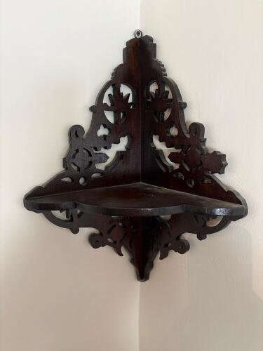Victorian-Style Wooden Corner Wall Shelf