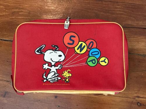 Vintage Snoopy Red Vinyl Suitcase