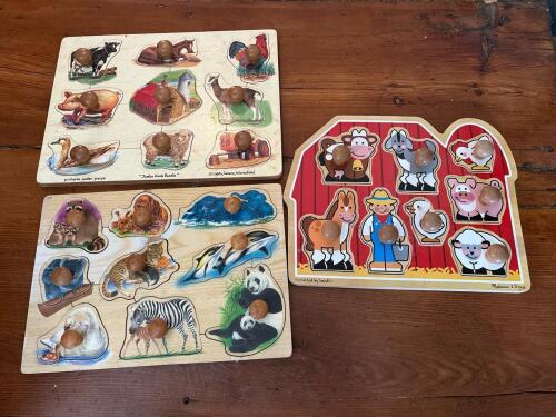 Wooden Animal Knob Puzzles Assortment