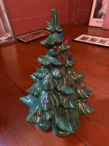 Ceramic Lighted Christmas Tree With Multicolor Bulbs
