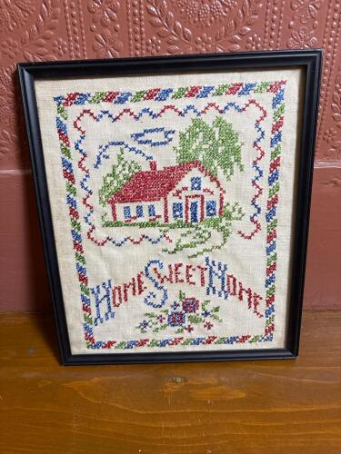 10"x12" Framed Home Sweet Home Cross Stitch Sampler