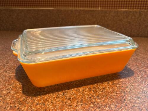 Vintage Pyrex Orange Glass Covered Baking Dish
