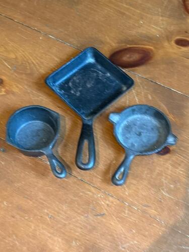 Griswold Square Egg Skillet and Lodge Miniature Cast Iron Skillets
