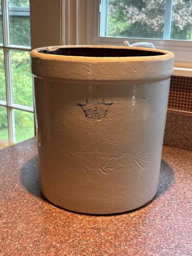 Vintage Stoneware Crock with Crown Mark USA 3 Gallon