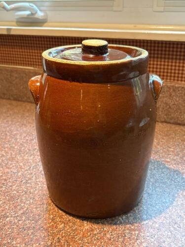 Vintage Stoneware Crock With Lid