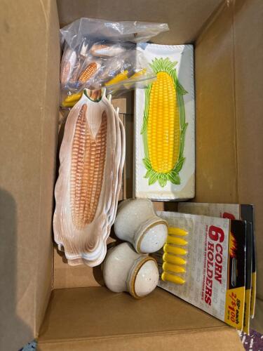 Vintage Corn-Themed Serving Dishes & Corn Holders