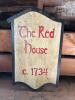 Hand Painted Wooden Red House Sign c. 1734-Style