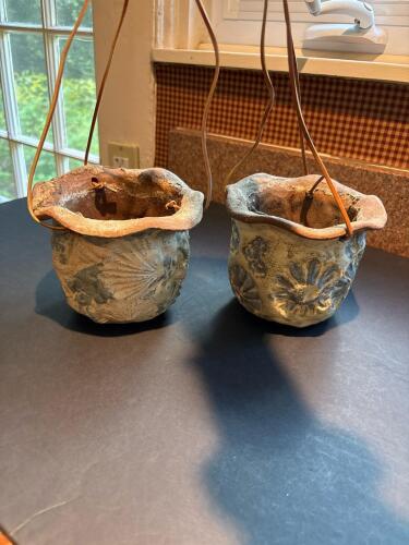 Pair of Handcrafted Stoneware Hanging Planters