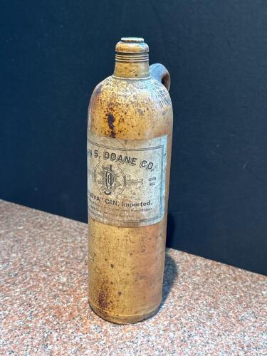 Antique John S. Doane Co. Genever Gin Stoneware Jug