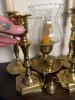 Brass Candlesticks and Hurricane Lamp with Snuffers - 2