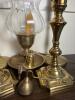 Brass Candlesticks and Hurricane Lamp with Snuffers - 6
