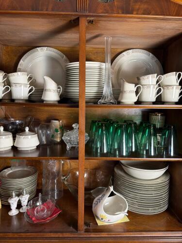 Mikasa Ivory China Richelieu Dinnerware Set and Hutch Contents