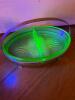 Green Uranium Glass Divided Relish Dish - 2