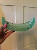 Green Uranium Glass Daisy and Button Crescent Dish - 3