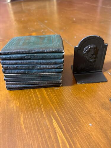 Little Leather Library Miniature Books with Abraham Lincoln Bookends