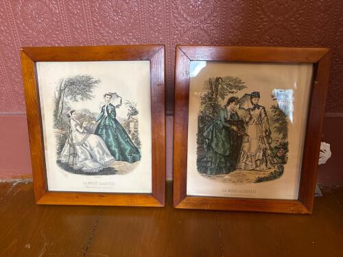 13"x15" Framed La Mode Illustr&eacute;e Prints in Victorian-Style
