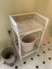White Wicker Stand with Waste Basket - 2