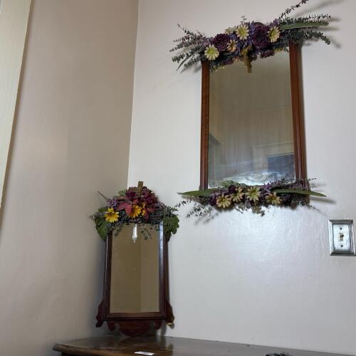 Pair of Vintage Wooden Wall Mirrors