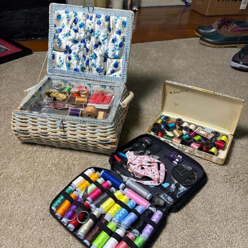 Sewing Boxes and Kits with Accessories