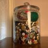 HUGE Assortment of Buttons & Yarn in Glass Jar - 2