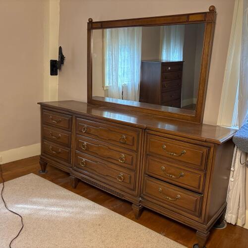 Large Wooden Drexel Dresser with Mirror
