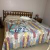 MCM Wood Headboard with Brass Detail