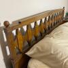 MCM Wood Headboard with Brass Detail - 2